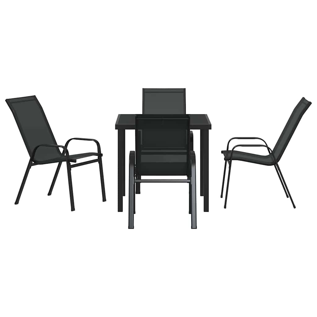 Vrtni set za objed 5 pcs Crna Čelik s prahom