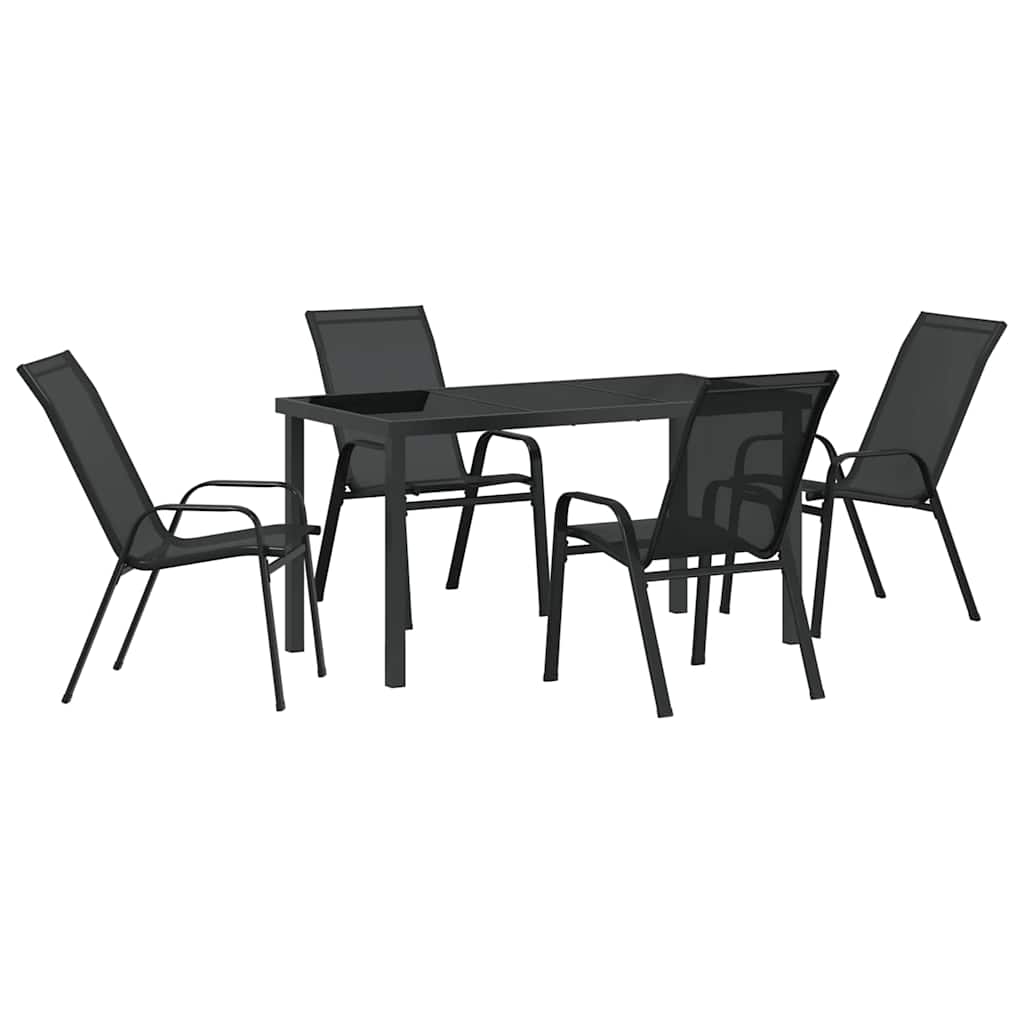 Vrtni set za objed 5 pcs Crna Čelik s prahom