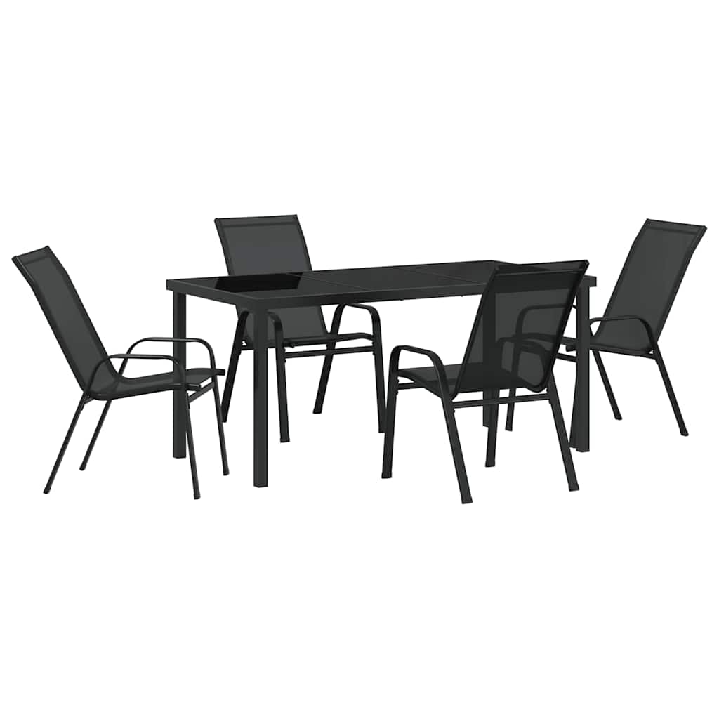 Vrtni set za objed 5 pcs Crna Čelik s prahom
