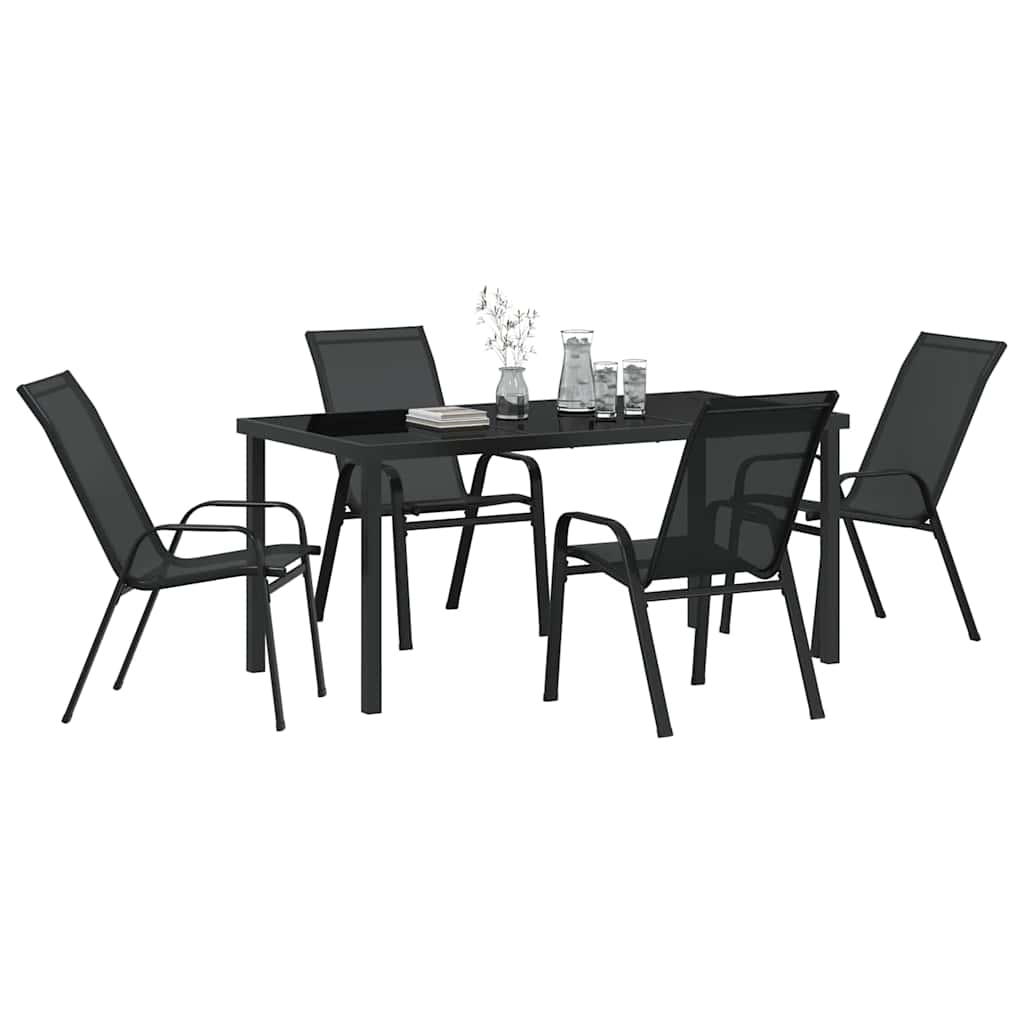 Vrtni set za objed 5 pcs Crna Čelik s prahom