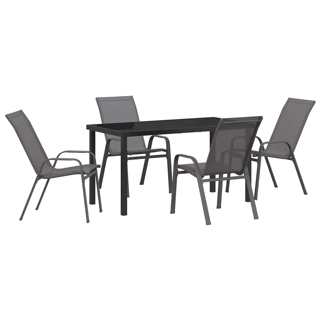 Vrtni set za objed 5 pcs Siva i crna Čelik s prahom