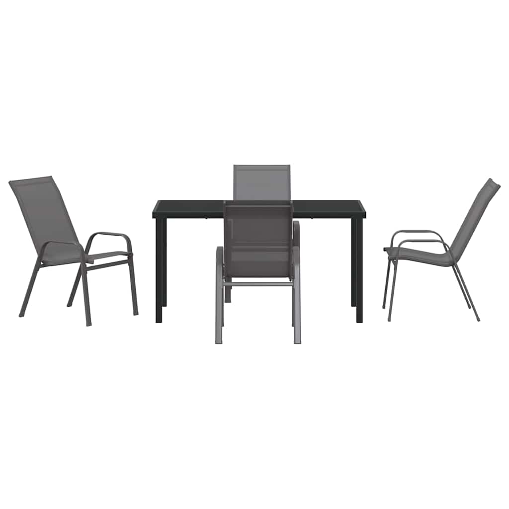 Vrtni set za objed 5 pcs Siva i crna Čelik s prahom