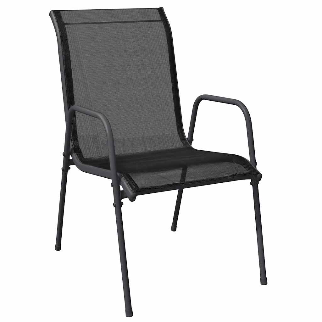 Vrtni set za objed 7 pcs Crna Čelik s prahom premazan