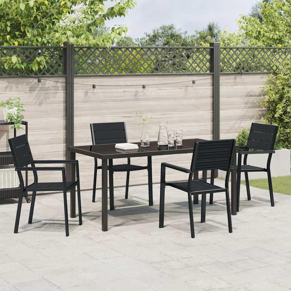 Vrtni set za objed 5 pcs Crna Čelik s prahom premazan