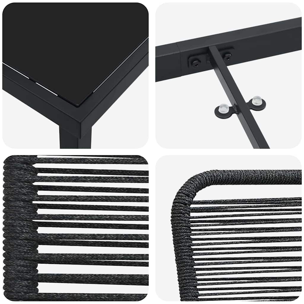 Vrtni set za objed 3 pcs Crna Čelik s prahom premazan
