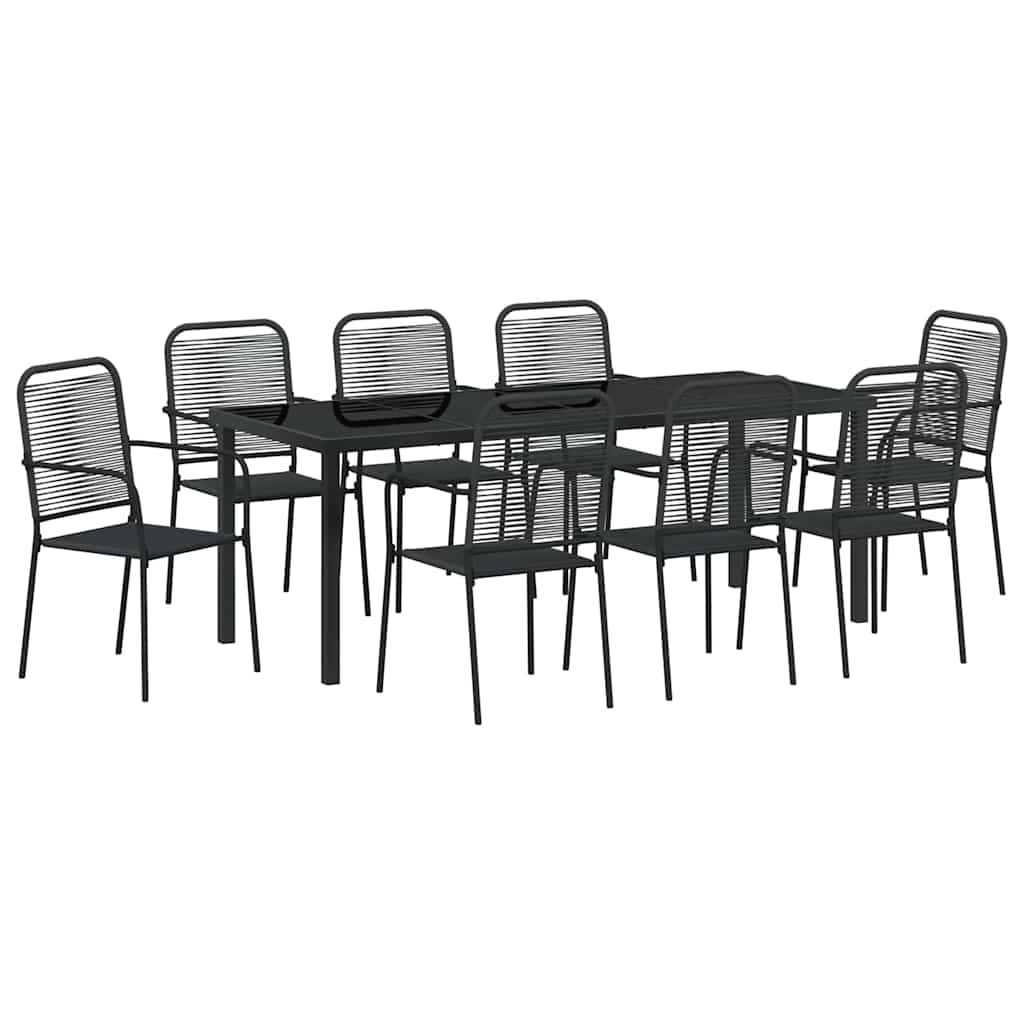 Vrtni set za objed 9 pcs Crna Čelik s prahom premazan