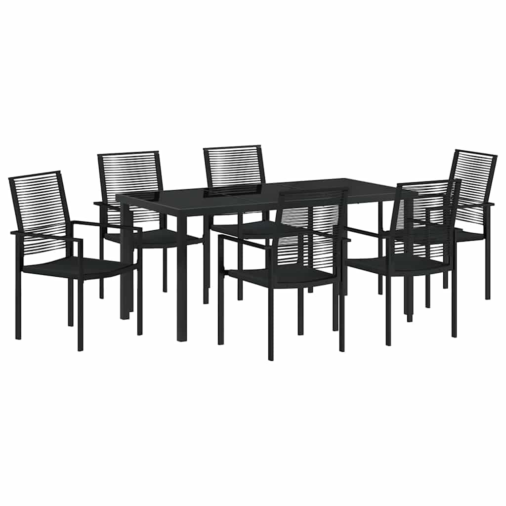 Vrtni set za objed 7 pcs Crna Čelik s prahom premazan