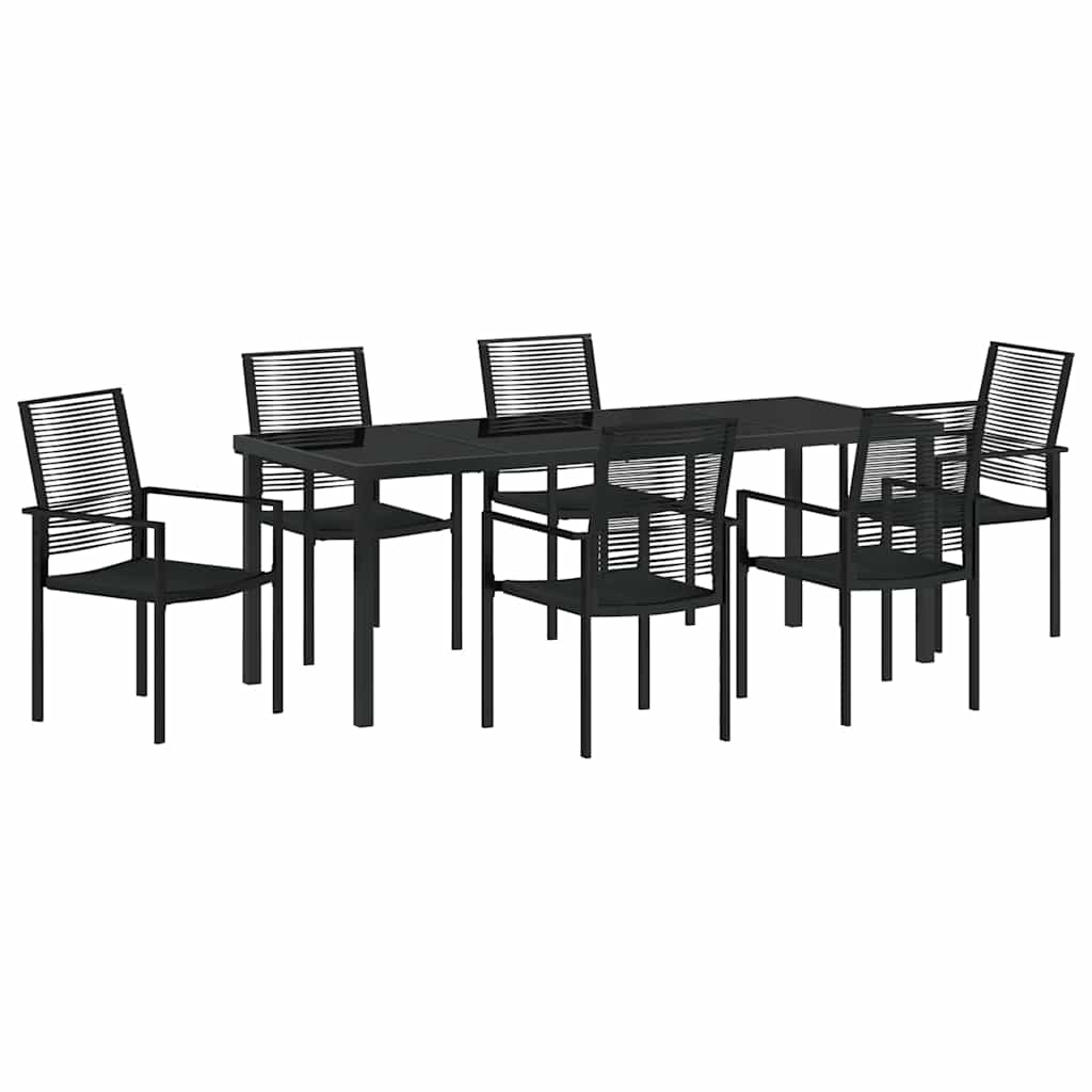 Vrtni set za objed 7 pcs Crna Čelik s prahom premazan