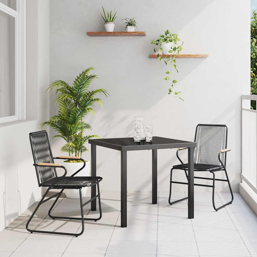 Vrtni set za objed 3 pcs Crna Čelik s prahom premazan