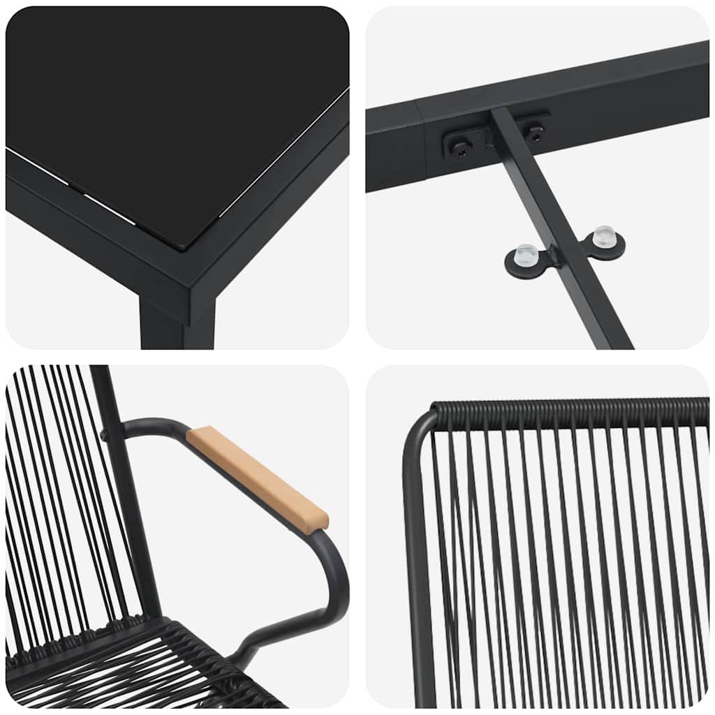 Vrtni set za objed 5 pcs Crna Čelik s prahom premazan