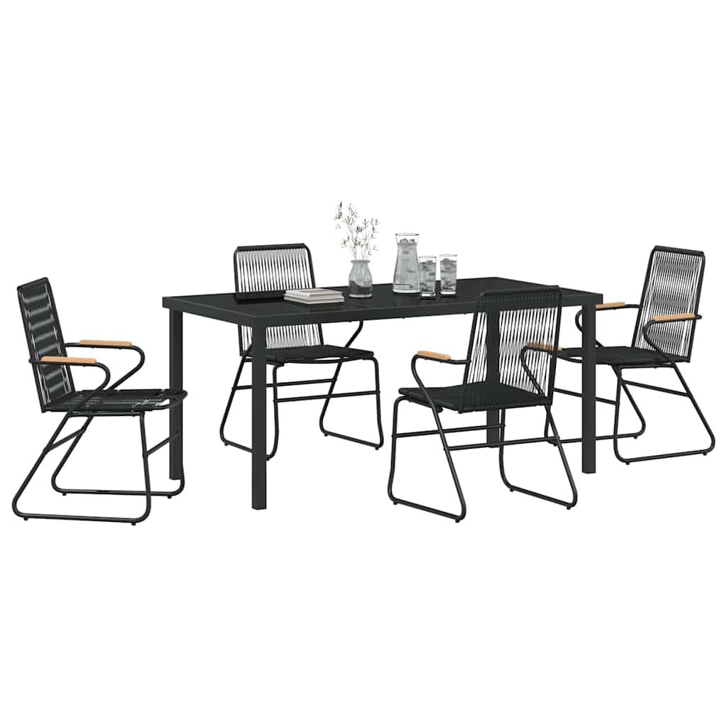 Vrtni set za objed 5 pcs Crna Čelik s prahom premazan