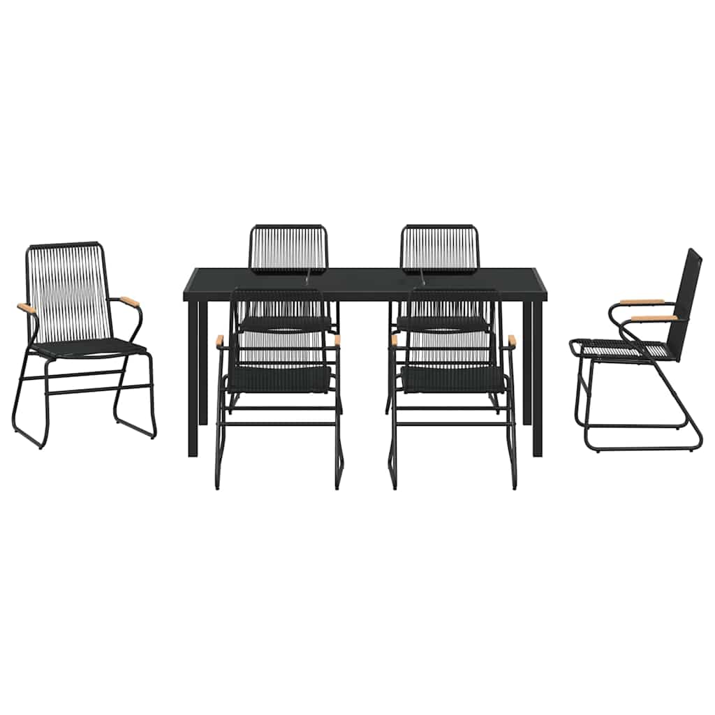 Vrtni set za objed 7 pcs Crna Čelik s prahom premazan