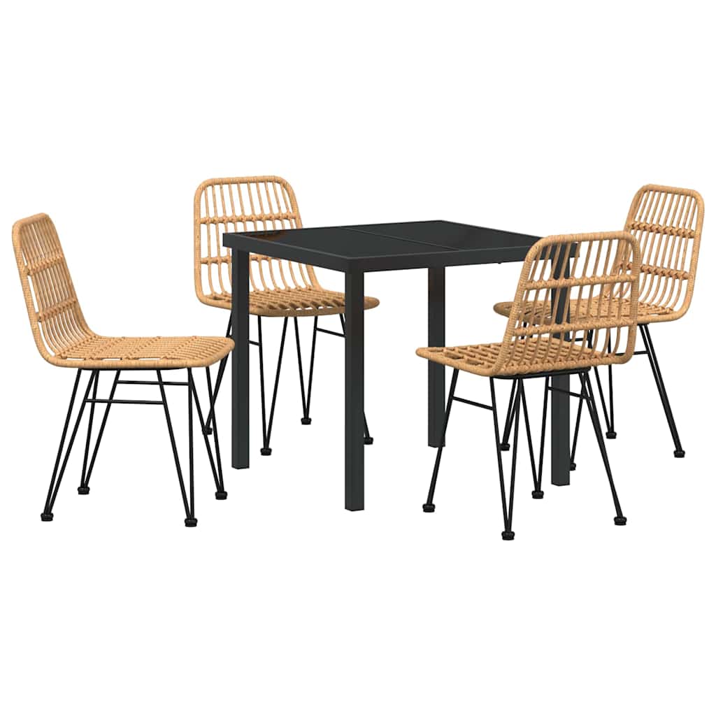 Vrtni set za objed 5 pcs Smeđa Čelik s prahom premazan