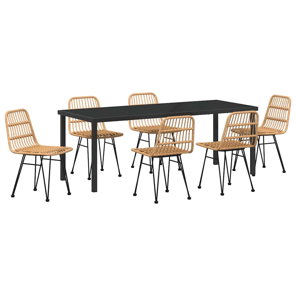 Vrtni set za objed 7 pcs Smeđa Čelik s prahom premazan