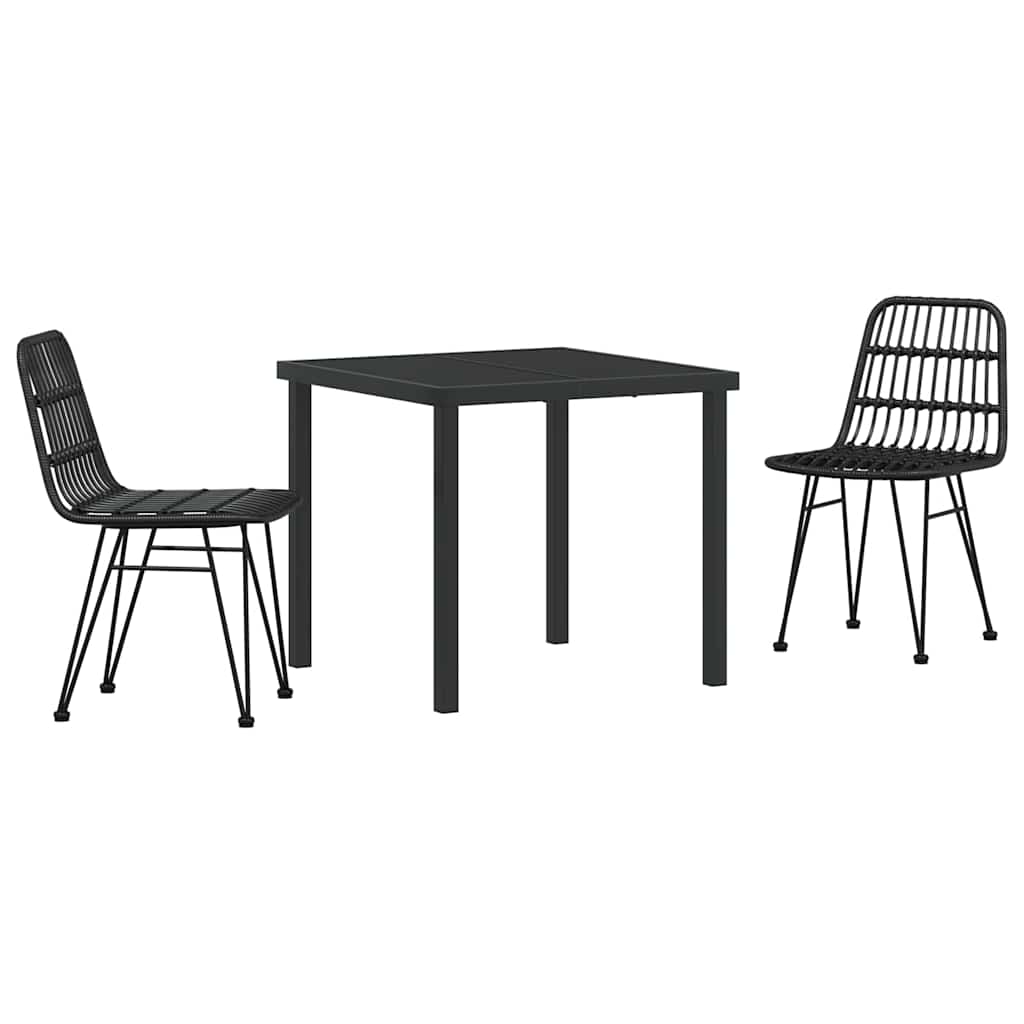 Vrtni set za objed 3 pcs Crna Čelik s prahom premazan