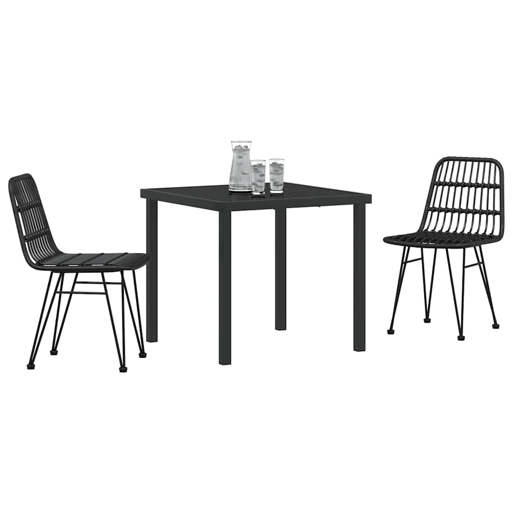 Vrtni set za objed 3 pcs Crna Čelik s prahom premazan