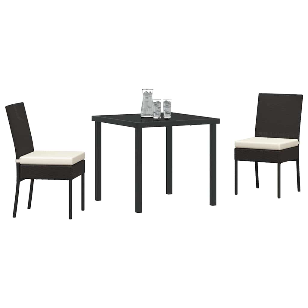 Vrtni set za objed 3 pcs Crna Čelik s prahom premazan