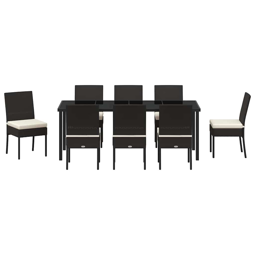 Vrtni set za objed 9 pcs Crna Čelik s prahom premazan