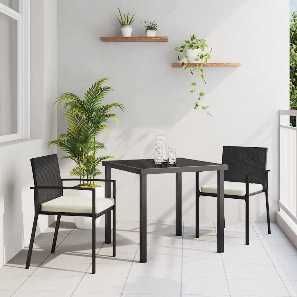 Vrtni set za objed 3 pcs Crna Čelik s prahom premazan
