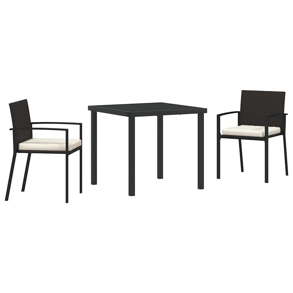 Vrtni set za objed 3 pcs Crna Čelik s prahom premazan