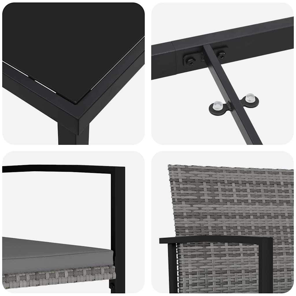Vrtni set za objed 3 pcs Siva Čelik s prahom premazan