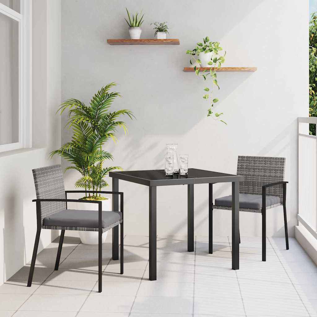 Vrtni set za objed 3 pcs Siva Čelik s prahom premazan