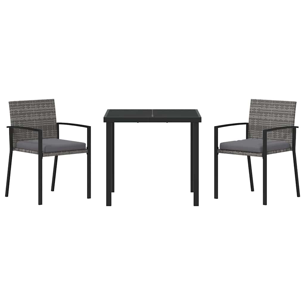 Vrtni set za objed 3 pcs Siva Čelik s prahom premazan