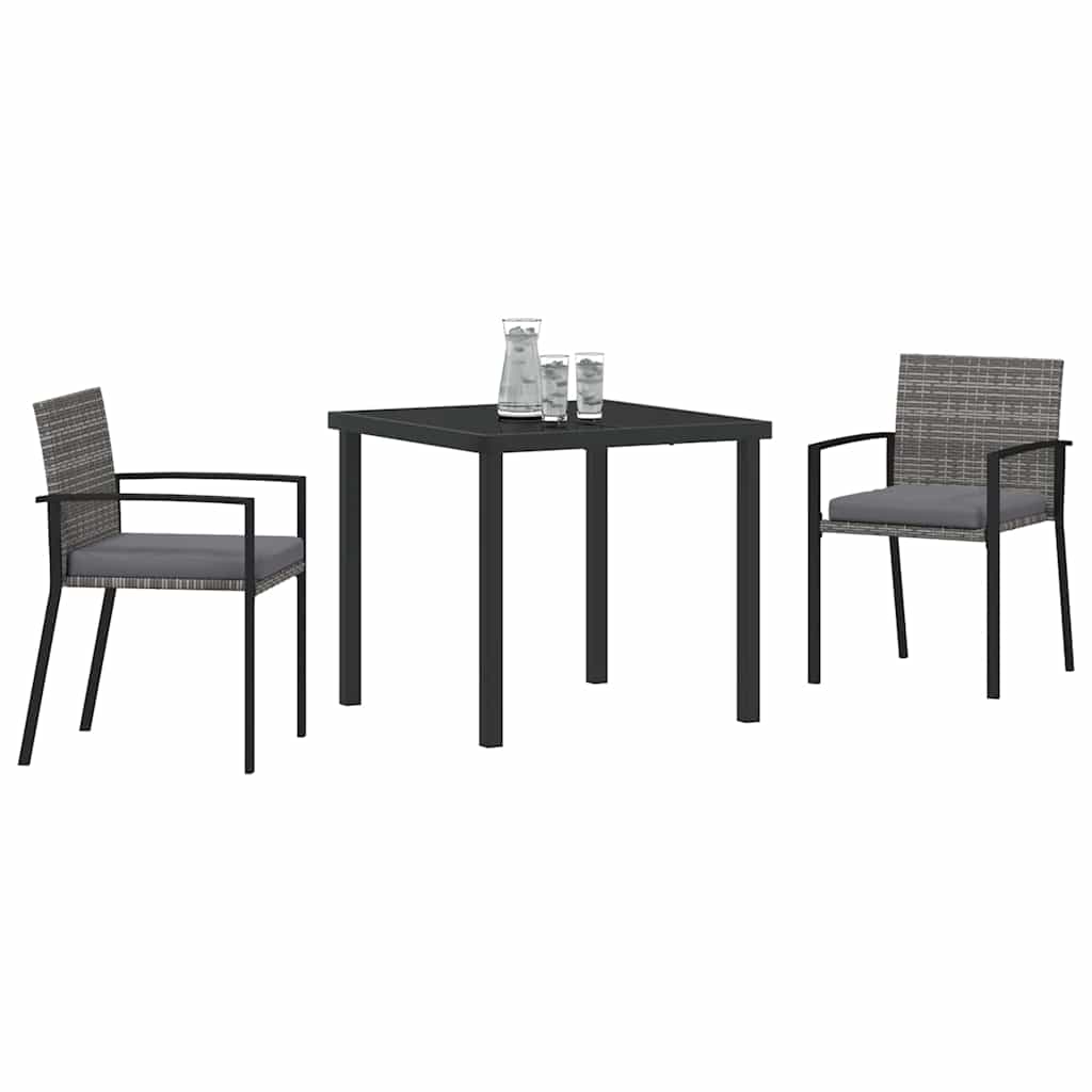 Vrtni set za objed 3 pcs Siva Čelik s prahom premazan