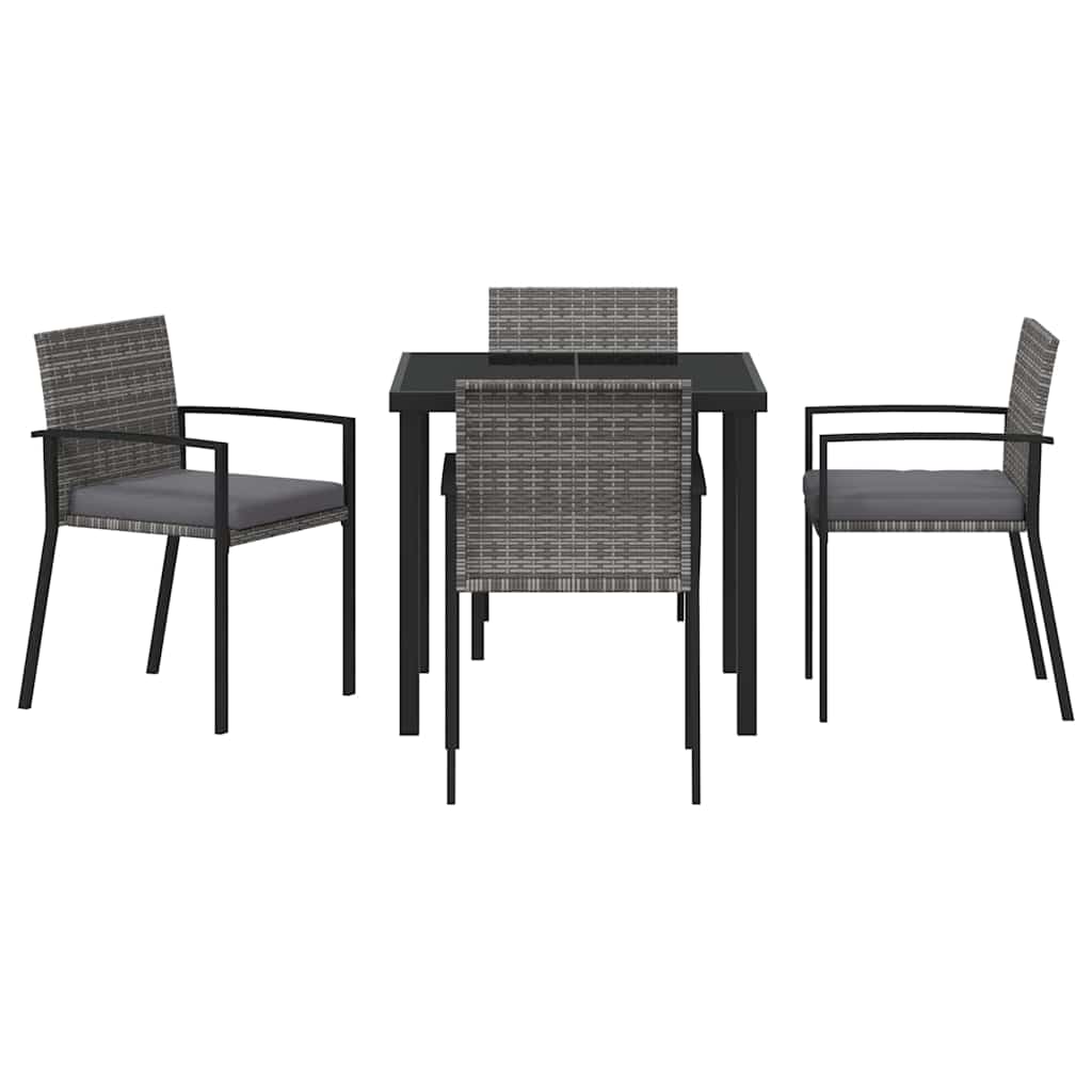 Vrtni set za objed 5 pcs Siva Čelik s prahom premazan