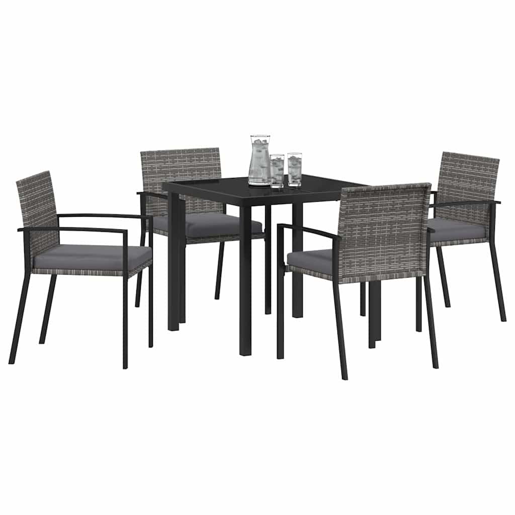Vrtni set za objed 5 pcs Siva Čelik s prahom premazan