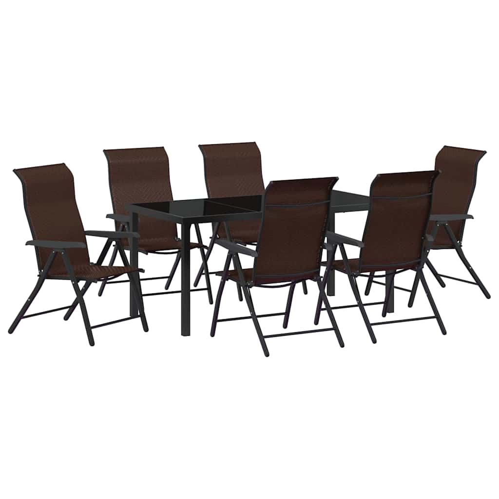 Vrtni set za objed 7 pcs Smeđa Čelik s prahom premazan