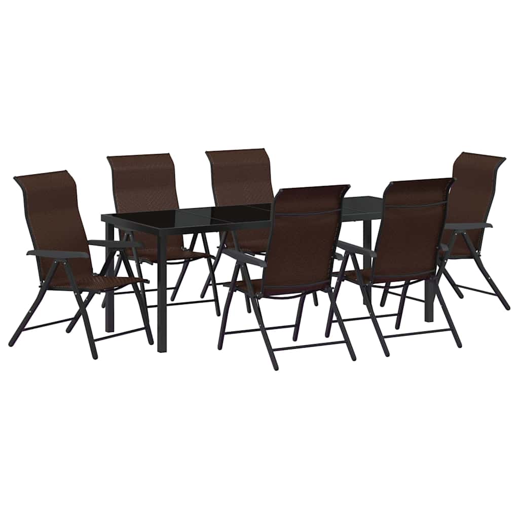 Vrtni set za objed 7 pcs Smeđa Čelik s prahom premazan