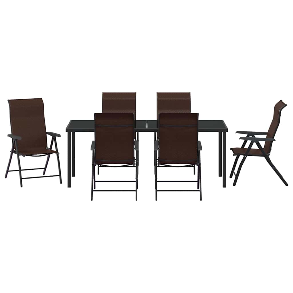 Vrtni set za objed 7 pcs Smeđa Čelik s prahom premazan