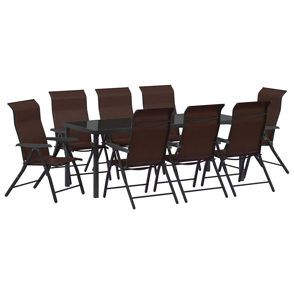 Vrtni set za objed 9 pcs Smeđa Čelik s prahom premazan