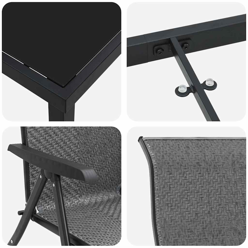 Vrtni set za objed 3 pcs Siva Čelik s prahom premazan