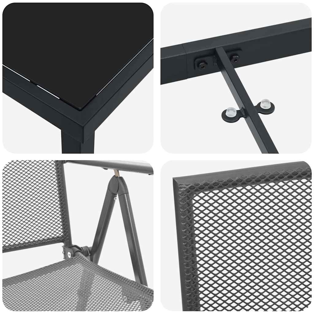 Vrtni set za objed 3 pcs Antracit Čelik s prahom premazan