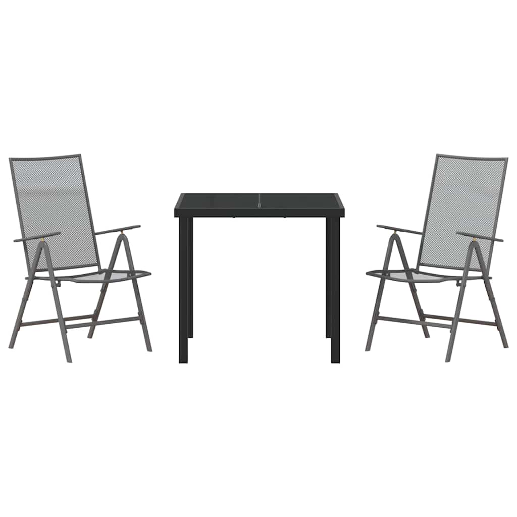 Vrtni set za objed 3 pcs Antracit Čelik s prahom premazan