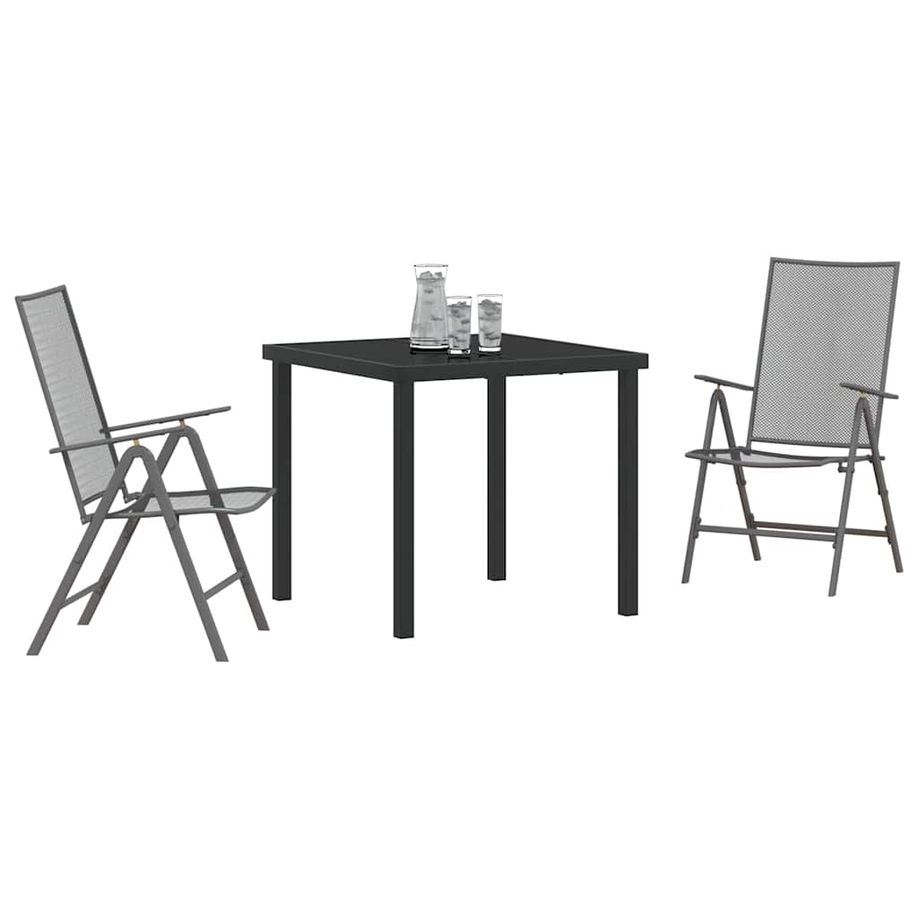Vrtni set za objed 3 pcs Antracit Čelik s prahom premazan