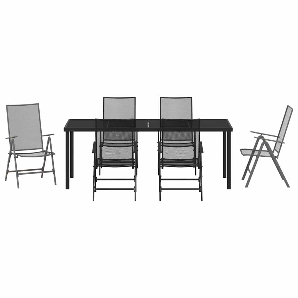 Vrtni set za objed 7 pcs Antracit Čelik s prahom premazan