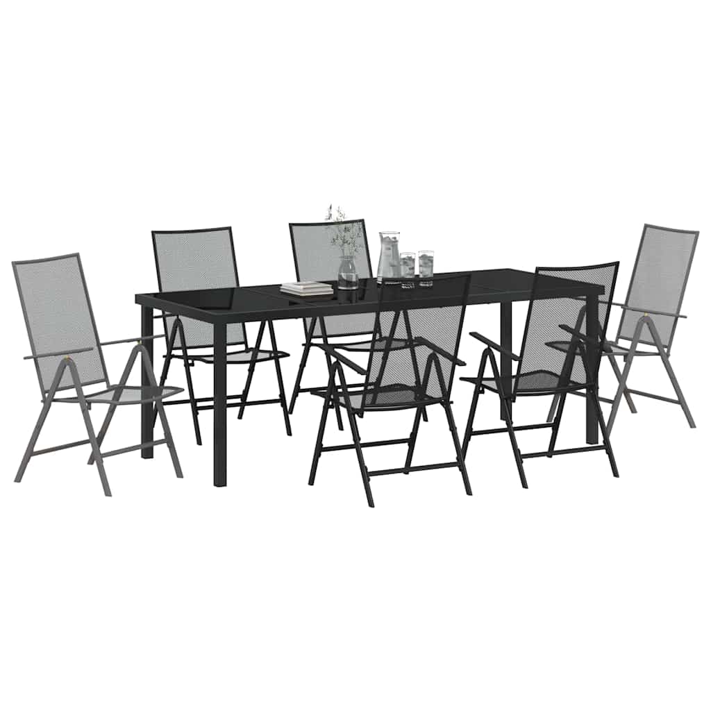 Vrtni set za objed 7 pcs Antracit Čelik s prahom premazan