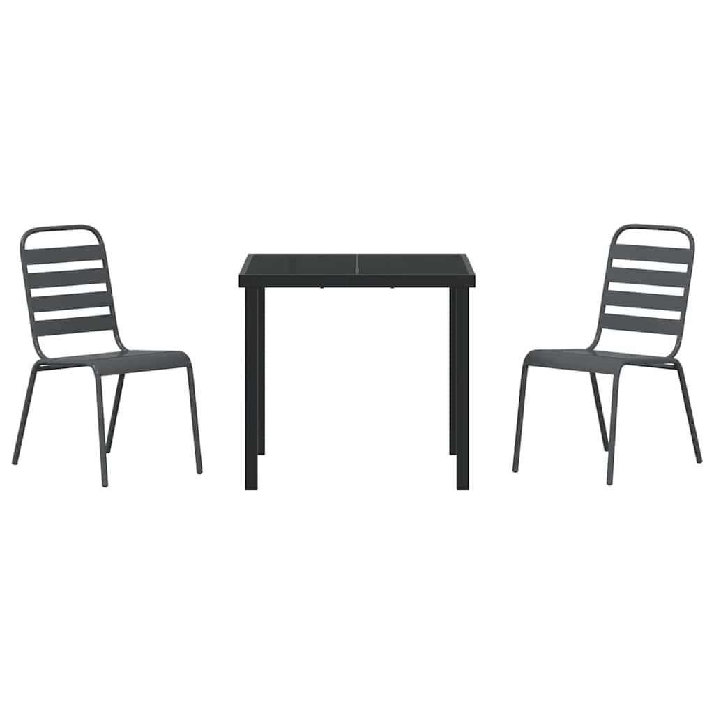 Vrtni set za objed 3 pcs Antracit Čelik s prahom premazan