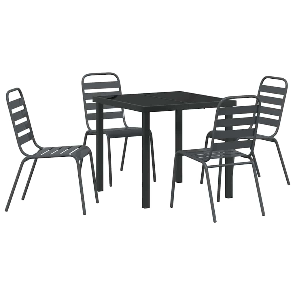 Vrtni set za objed 5 pcs Antracit Čelik s prahom premazan
