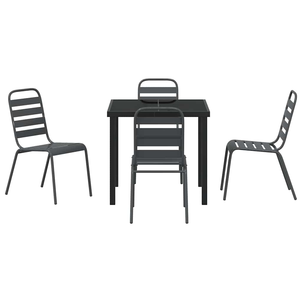 Vrtni set za objed 5 pcs Antracit Čelik s prahom premazan