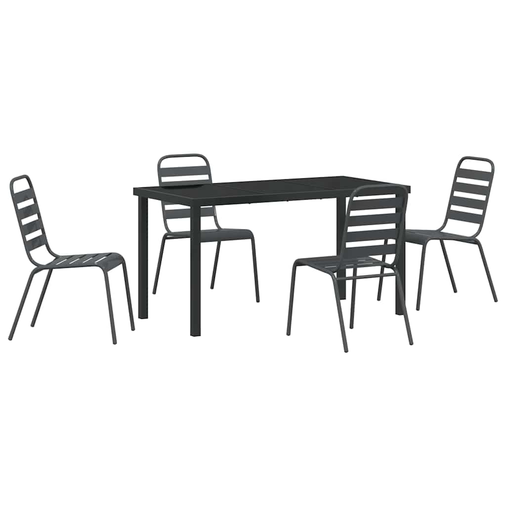 Vrtni set za objed 5 pcs Antracit Čelik s prahom premazan