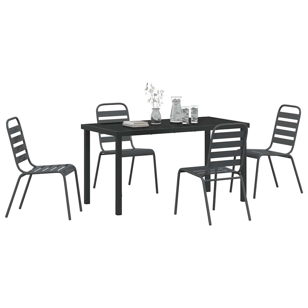 Vrtni set za objed 5 pcs Antracit Čelik s prahom premazan
