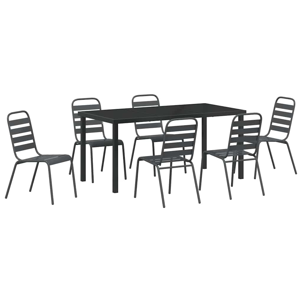 Vrtni set za objed 7 pcs Antracit Čelik s prahom premazan