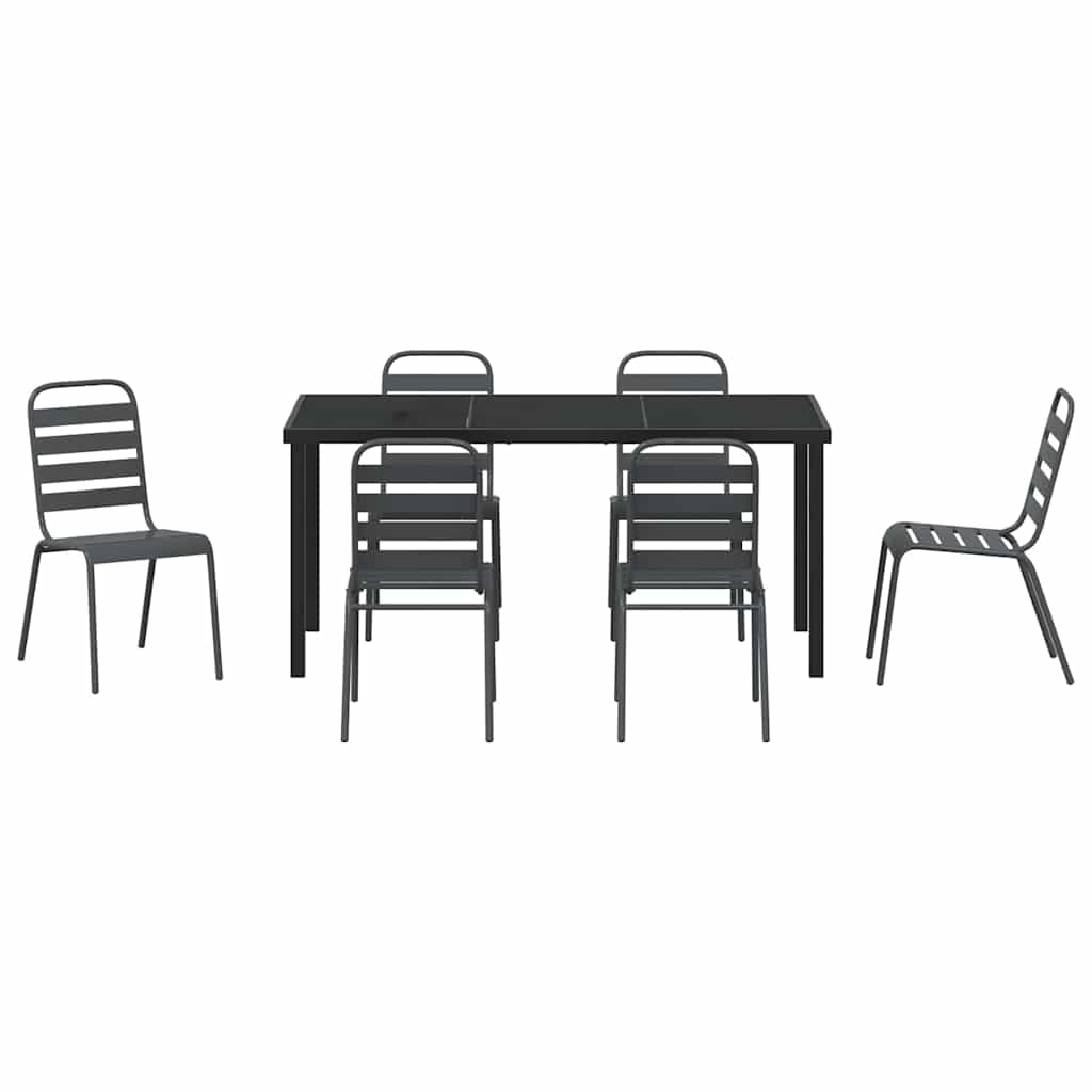 Vrtni set za objed 7 pcs Antracit Čelik s prahom premazan