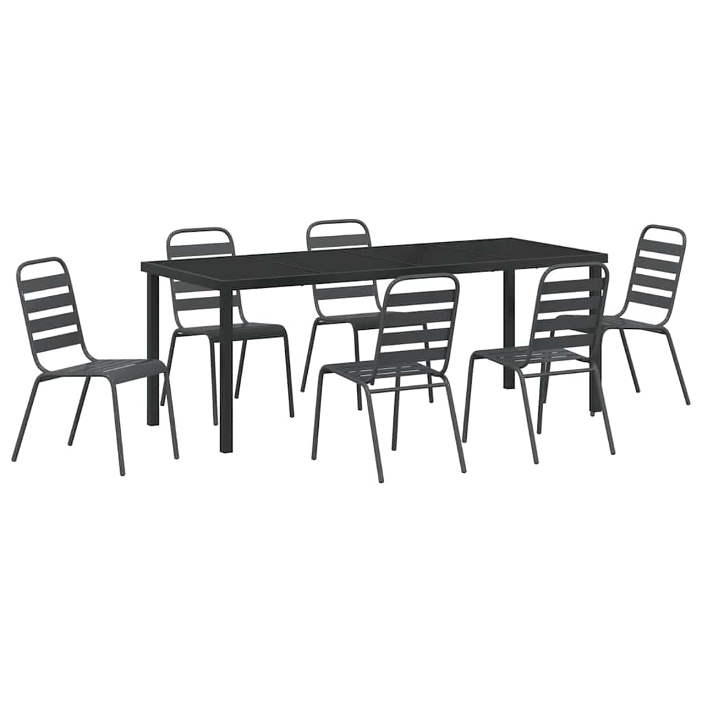 Vrtni set za objed 7 pcs Antracit Čelik s prahom premazan
