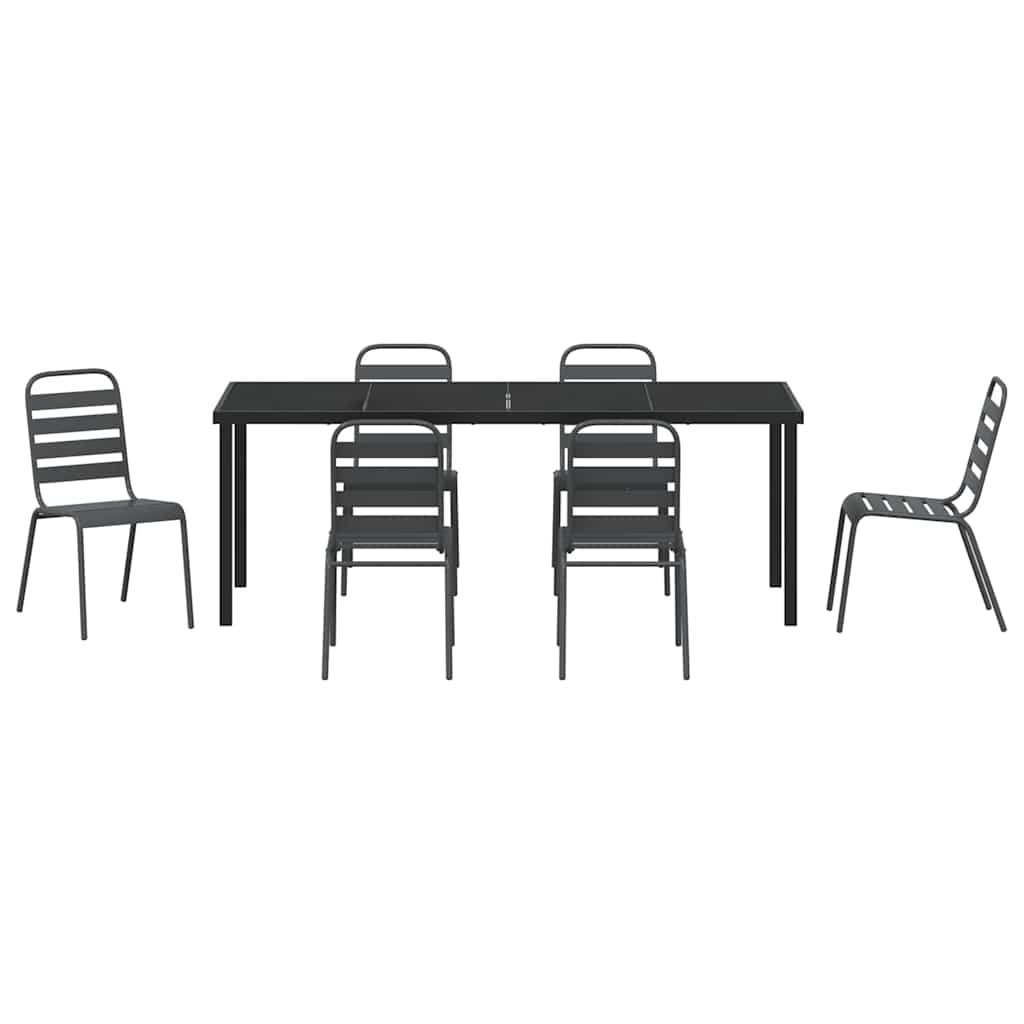 Vrtni set za objed 7 pcs Antracit Čelik s prahom premazan