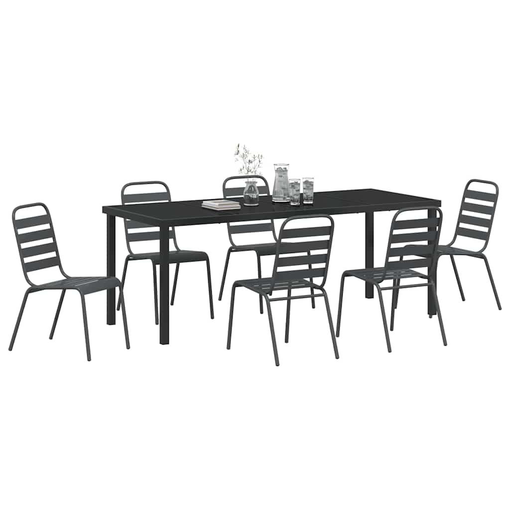 Vrtni set za objed 7 pcs Antracit Čelik s prahom premazan